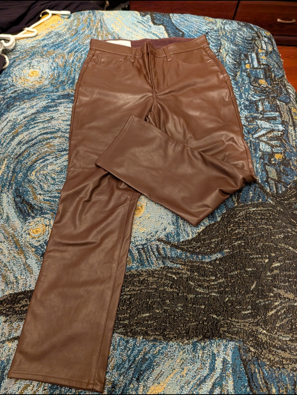 Gap Brown Faux Leather Straight-Leg Pants